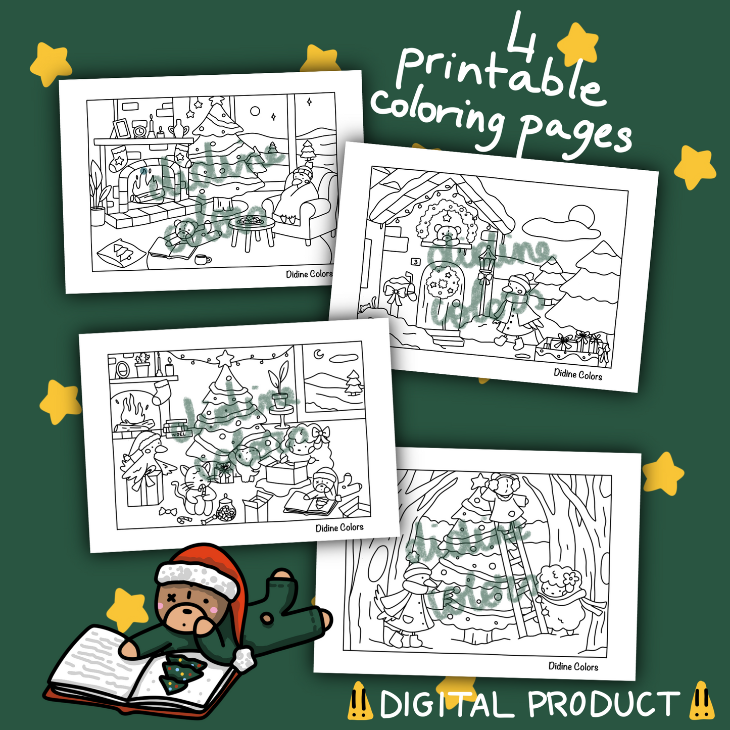 Digital Download - Christmas Coloring Pages