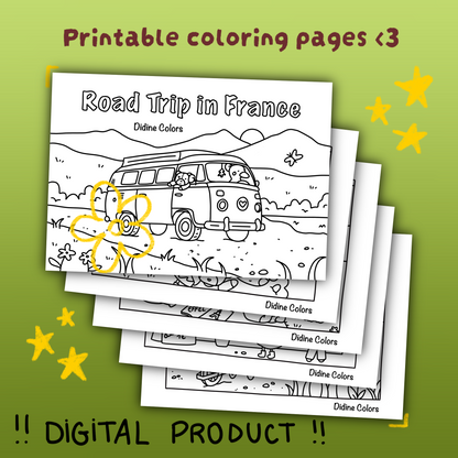 Digital Download - Road Trip in France coloring pages