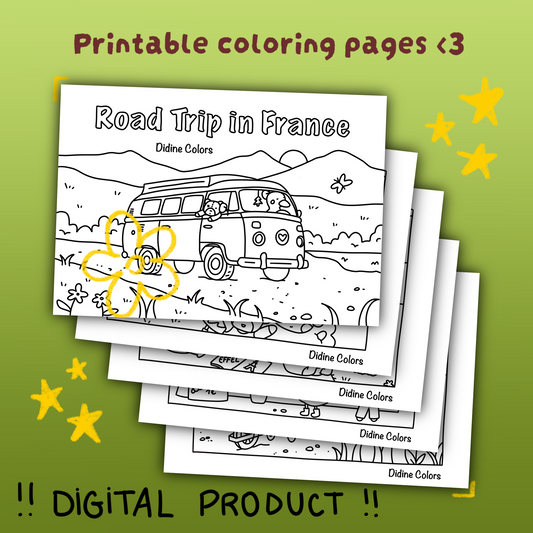 Digital Download - Road Trip in France coloring pages