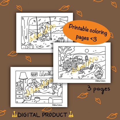 Digital Download - Fall Coloring Pages