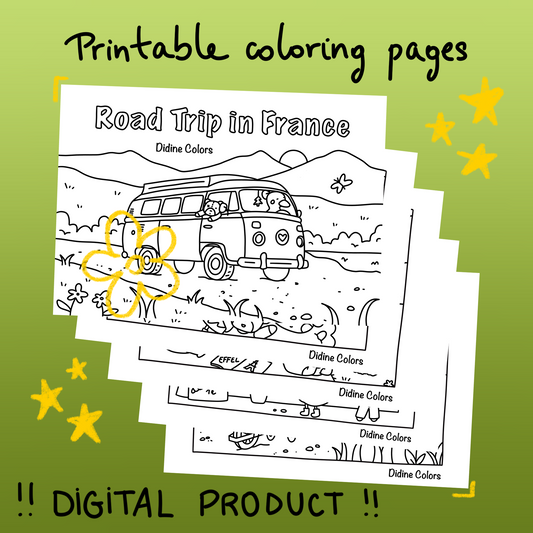 Digital Download - Road Trip in France coloring pages